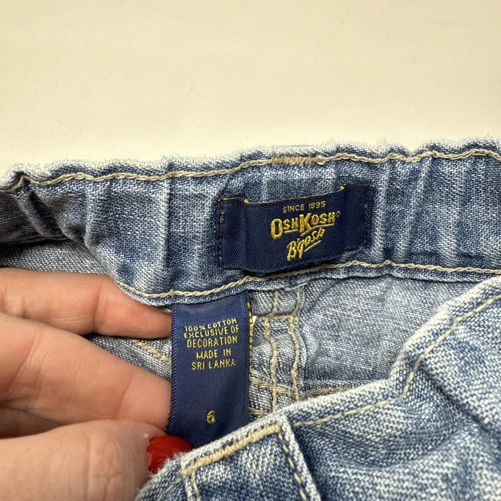 Oshkosh B'Gosh Girls Size 6 Denim Skirt Embroidered‎ Flowers Heart Vtg